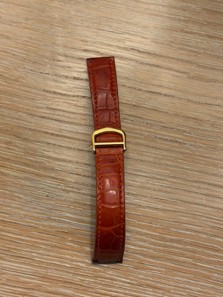 Cartier Brown CrocPattern Leather Watch Strap With Gold Buckle